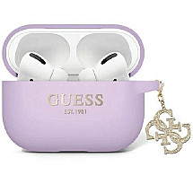 Guess GUAP2LECG4U case for AirPods Pro 2 cover - purple Liquid Silicone Glitter Triangle Charm