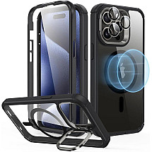 ESR Armor Tough Kickstand Halolock Case with MagSafe for iPhone 15 Pro - Transparent & Black