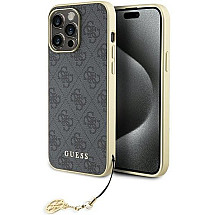 Guess 4G Charms Collection case for iPhone 15 Pro Max - gray