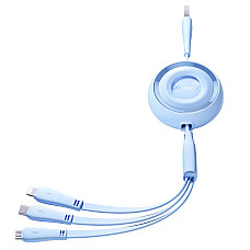 Joyroom Colorful Series S-A40 Cable Retractable 3in1 USB-A - USB-C / Lightning / Micro USB 1m - Blue