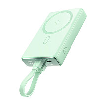 Powerbank Joyroom JR-PBM01 magnetic 10000mAh 20W with stand + Lightning cable - USB-C - green