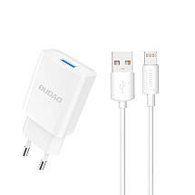 Dudao A4EU USB-A 2.1A wall charger - white + USB-A - Lightning cable