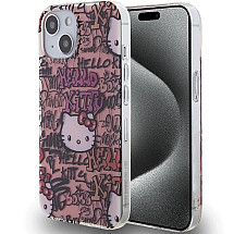 Hello Kitty IML Tags Graffiti case for iPhone 15 - pink