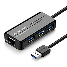 Ugreen 20265 USB-A / RJ45 1000 Mbps HUB 3x USB 3.0 network adapter - black