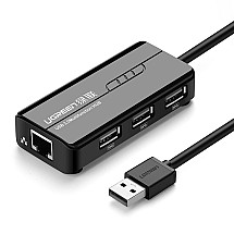 Ugreen 20264 RJ45 / USB-A 10/100Mbps HUB network adapter 3x USB-A 2.0 - black