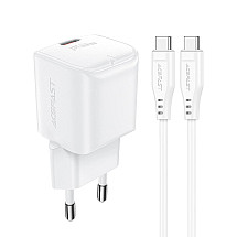 Acefast A73 Mini PD 20W GaN wall charger + USB-C cable - white