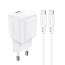 Acefast A77 Mini PD 30W GaN wall charger + USB-C cable - white