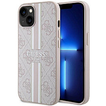 Guess 4G Printed Stripes MagSafe case for iPhone 15/14/13 - pink