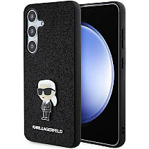 Karl Lagerfeld Fixed Glitter Ikonik Logo Metal Pin case for Samsung Galaxy S24+ - black