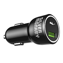 Silver Monkey SMA078 car charger 1xUSB-C 1xUSB-A 45W PD QC - black