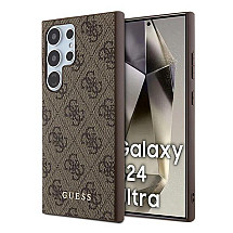 Guess 4G Metal Gold Logo case for Samsung Galaxy S24 Ultra - brown