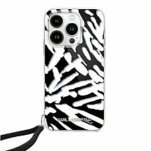 Karl Lagerfeld IML Zebra Pattern & Cord case for iPhone 15 Pro - black