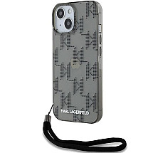 Karl Lagerfeld IML Mono KL Pattern & Cord case for iPhone 15 / 14 / 13 - black