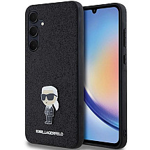 Karl Lagerfeld Fixed Glitter Ikonik Logo Metal Pin case for Samsung Galaxy A35 - black