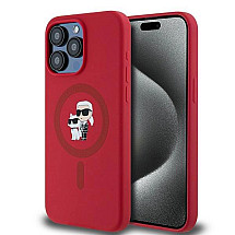 Karl Lagerfeld Silicone Karl&Choupette Ring MagSafe case for iPhone 15 Pro Max - red