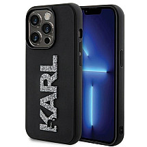 Karl Lagerfeld 3D Rubber Glitter Logo case for iPhone 15 Pro Max - black