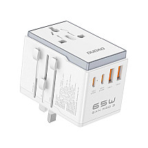 Dudao A65Pro 65W EU / US / JP / AUS / UK travel adapter 2x USB-C 2x USB-A - white