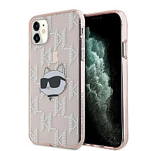 Karl Lagerfeld IML Choupette Head & Monogram case for iPhone 11 / Xr - pink