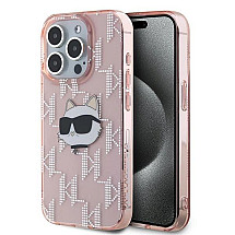 Karl Lagerfeld IML Choupette Head & Monogram case for iPhone 15 Pro Max - pink