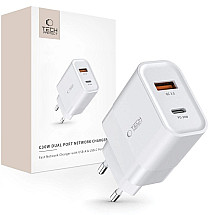 Tech-Protect C30W USB-C PD 30W / USB-A QC 3.0 network charger - white