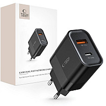 Tech-Protect C30W USB-C PD 30W / USB-A QC 3.0 network charger - black