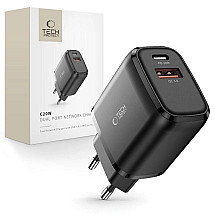 Tech-Protect C20W USB-C PD 20W / USB-A QC 3.0 network charger - black