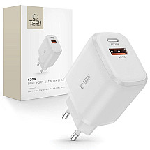 Tech-Protect C20W USB-C PD 20W / USB-A QC 3.0 network charger - white