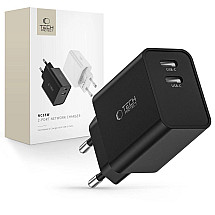 Tech-Protect C35W mains charger 2x USB-C PD 35W - black