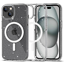 Tech-Protect FlexAir Hybrid MagSafe case for iPhone 15 Plus - transparent and glitter