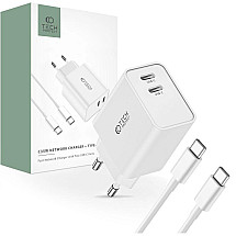 Tech-Protect C35W 2x USB-C PD 35W network charger with USB-C / USB-C cable - white