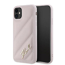 Karl Lagerfeld Diagonal Quilted Script case for iPhone 11 / Xr - pink