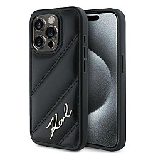 Karl Lagerfeld Diagonal Quilted Script case for iPhone 13 Pro Max - black