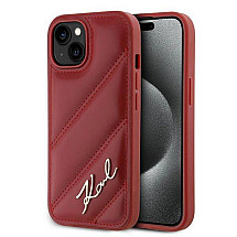 Karl Lagerfeld Diagonal Quilted Script case for iPhone 15 / 14 / 13 - red