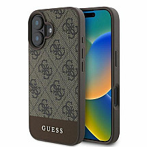 Guess 4G Bottom Stripe iPhone 16 Case - Brown