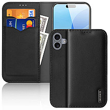 Dux Ducis Hivo iPhone 16 Case with Flip and RFID Protection - Black