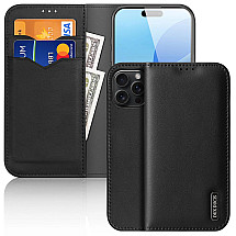 Dux Ducis Hivo iPhone 16 Pro Max Case with Flip and RFID Protection - Black