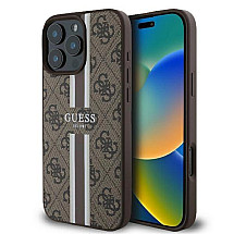 Guess 4G Printed Stripes MagSafe iPhone 16 Pro Case - Brown