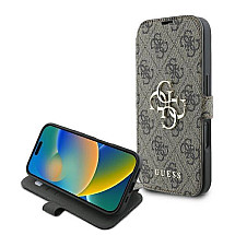 Guess 4G Metal Logo iPhone 16 Plus Case - Brown