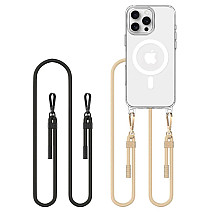 Tech-Protect FlexAir Chain MagSafe Case for iPhone 16 Pro - Clear + 2 Lanyards (Black and Taupe)