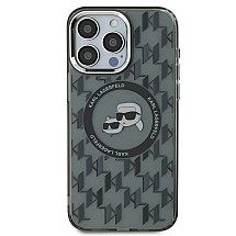 Karl Lagerfeld IML Monogram Karl & Choupette Head MagSafe Case for iPhone 16 Pro Max - Black