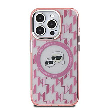 Karl Lagerfeld IML Monogram Karl & Choupette Head MagSafe Case for iPhone 16 Pro Max - Pink