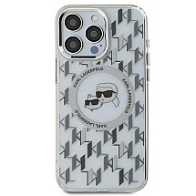 Karl Lagerfeld IML Monogram Karl & Choupette Head MagSafe Case for iPhone 16 Pro Max - Clear