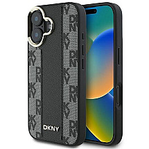 DKNY Checkered Pattern Magsafe iPhone 16 Plus Case - Black