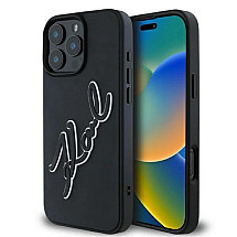 Karl Lagerfeld 3D Rubber Bicolor Signature Case for iPhone 16 Pro Max - Black