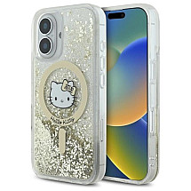 Hello Kitty HKHMP16SLGDIH iPhone 16 6.1" white gold hardcase Liquid Glitter Fever MagSafe