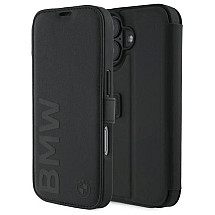 BMW BMBKP16S23RMRLK iPhone 16 6.1" black/black bookcase Signature Leather Wordmark