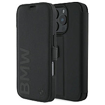 BMW BMBKP16X23RMRLK iPhone 16 Pro Max 6.9" black/black bookcase Signature Leather Wordmark