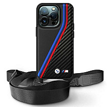 BMW BMHCP16L23PSVTK iPhone 16 Pro 6.3" black/black hardcase M Edition Carbon Tricolor Lines & Strap