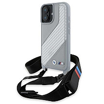 BMW BMHCP16S23PSCCG iPhone 16 6.1" gray/gray hardcase M Edition Carbon Stripe & Strap