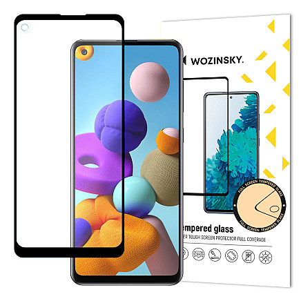 Wozinsky Tempered Glass Full Glue Super Tough Screen Protector Full Coveraged with Frame Case Friendly for Samsung Galaxy A21S black